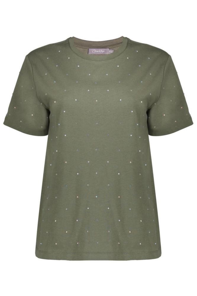 T SHIRT MET STRASS STEENTJES 52562-47 000530 GREEN